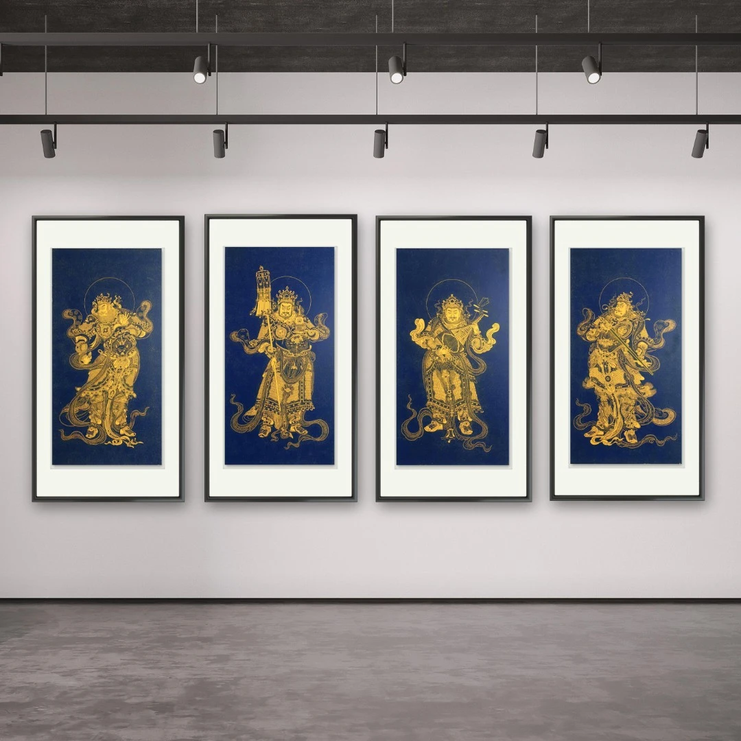 竹庐拓四大天王拓片北京法海寺壁画摹篆刻高档中式手工国风佛造像