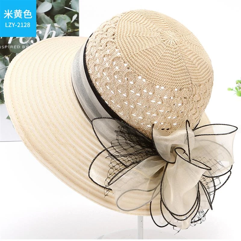 帽子女夏天妈妈遮阳帽洋气中老年防晒大沿太阳帽老人奶奶渔夫帽薄