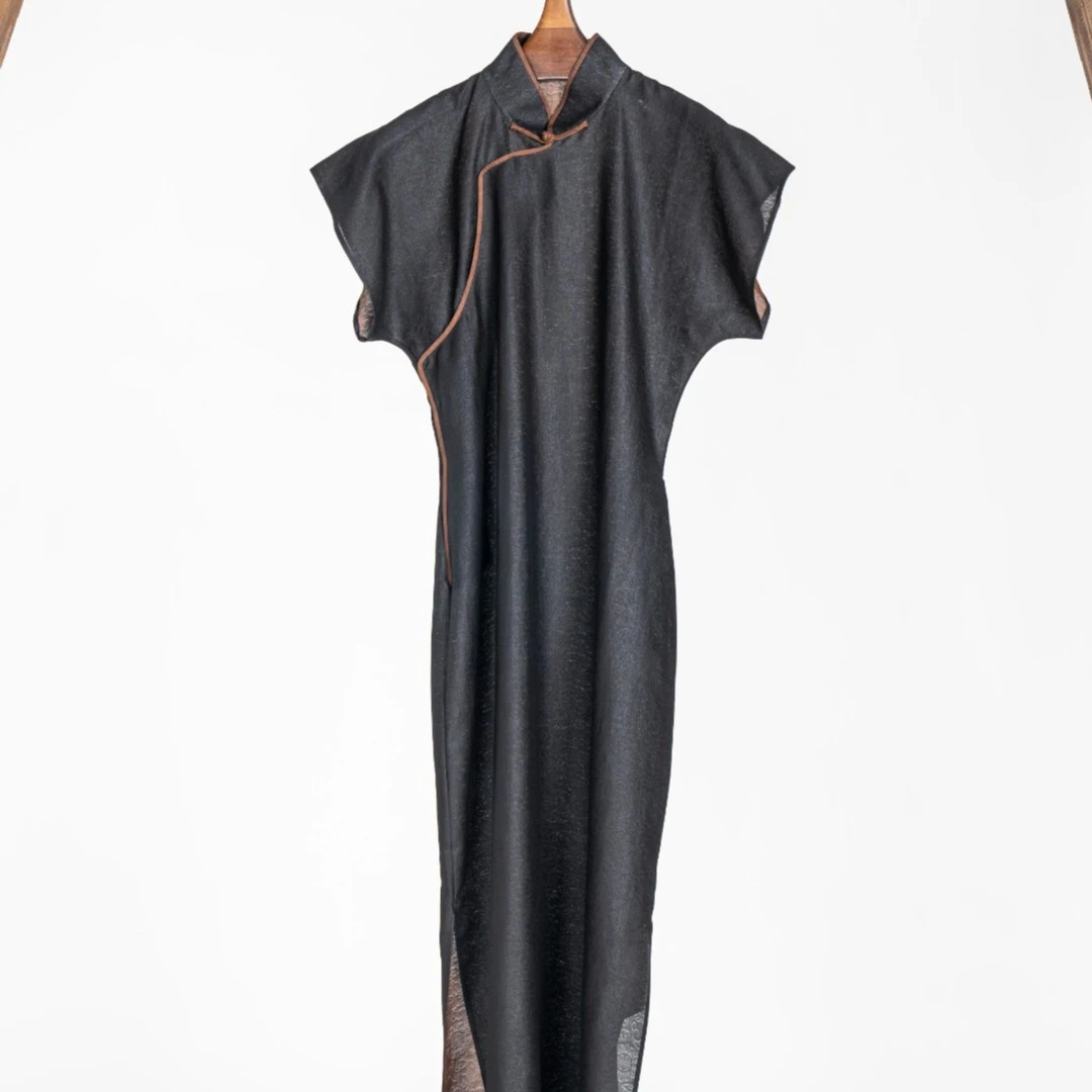 【香云走心】香云纱旗袍裙22ZJ399黑色中式气质桑蚕丝旗袍裙