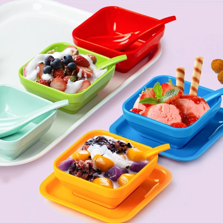 彩色甜品碗商用密胺糖水沙冰碗冰粉西米露芋圆烧仙草仿瓷碗勺