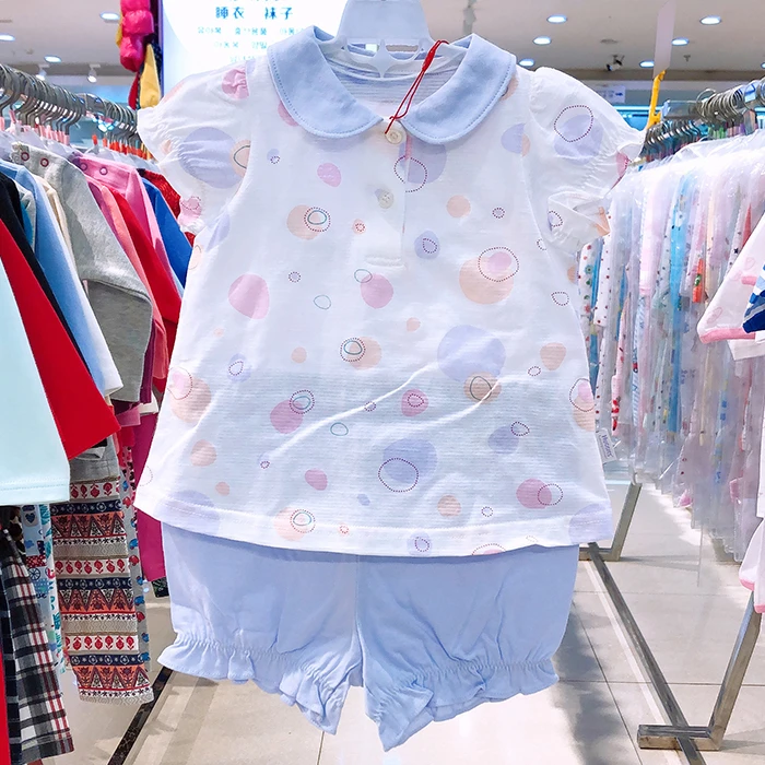 韩国宝宝夏季家居服套装纯棉女孩超薄短袖短裤婴儿幼儿童装1-2岁