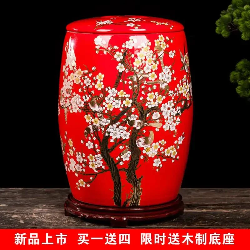 景德镇陶瓷米缸家用50斤米桶带盖密封防虫防潮水缸10斤20斤储米箱