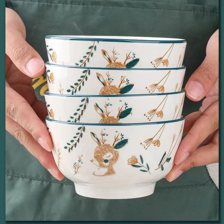 【宠粉福利】4.5英寸一鹿有你米饭碗8只装家用吃饭碗防烫小碗大碗