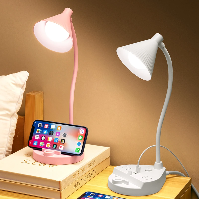 多功能插座台灯学习阅读学生护眼炮筒柔光灯带插排带线插线板USB