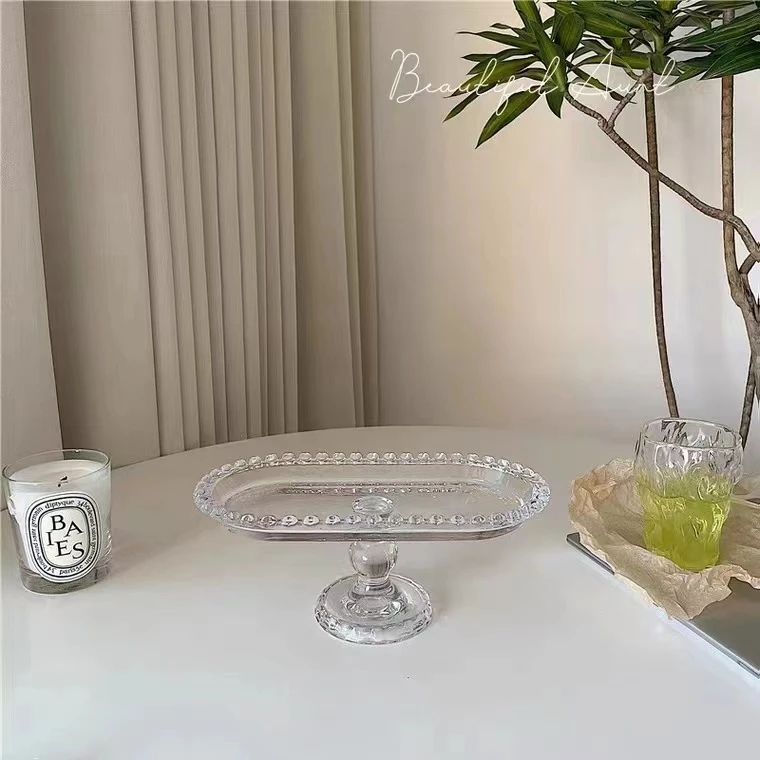果盘法式ins风少女心玻璃高脚水果盘甜品盘