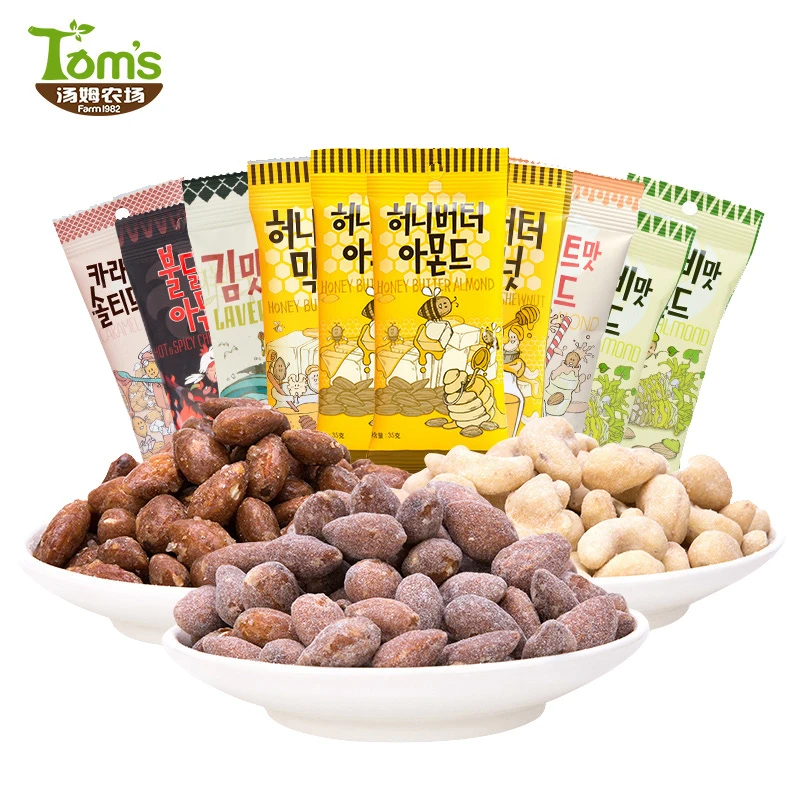 韩国进口芭蜂蜂蜜黄油扁桃仁腰果芥末杏仁味汤姆农场坚果零食组合
