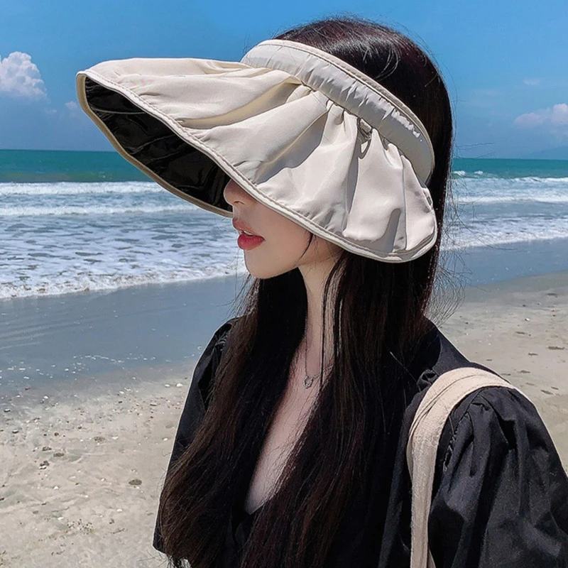 遮阳帽女防紫外线2022网红大帽檐户外太阳帽夏季头带空顶防晒帽子