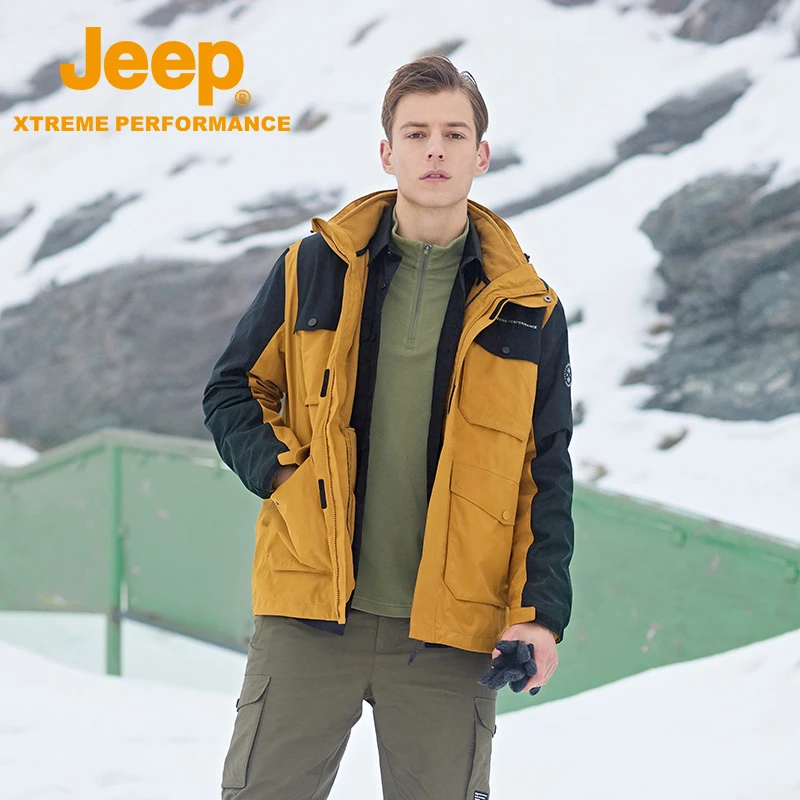 JEEP/吉普[爆款]户外登山徒步可拆卸撞色三防冲锋衣J142094077