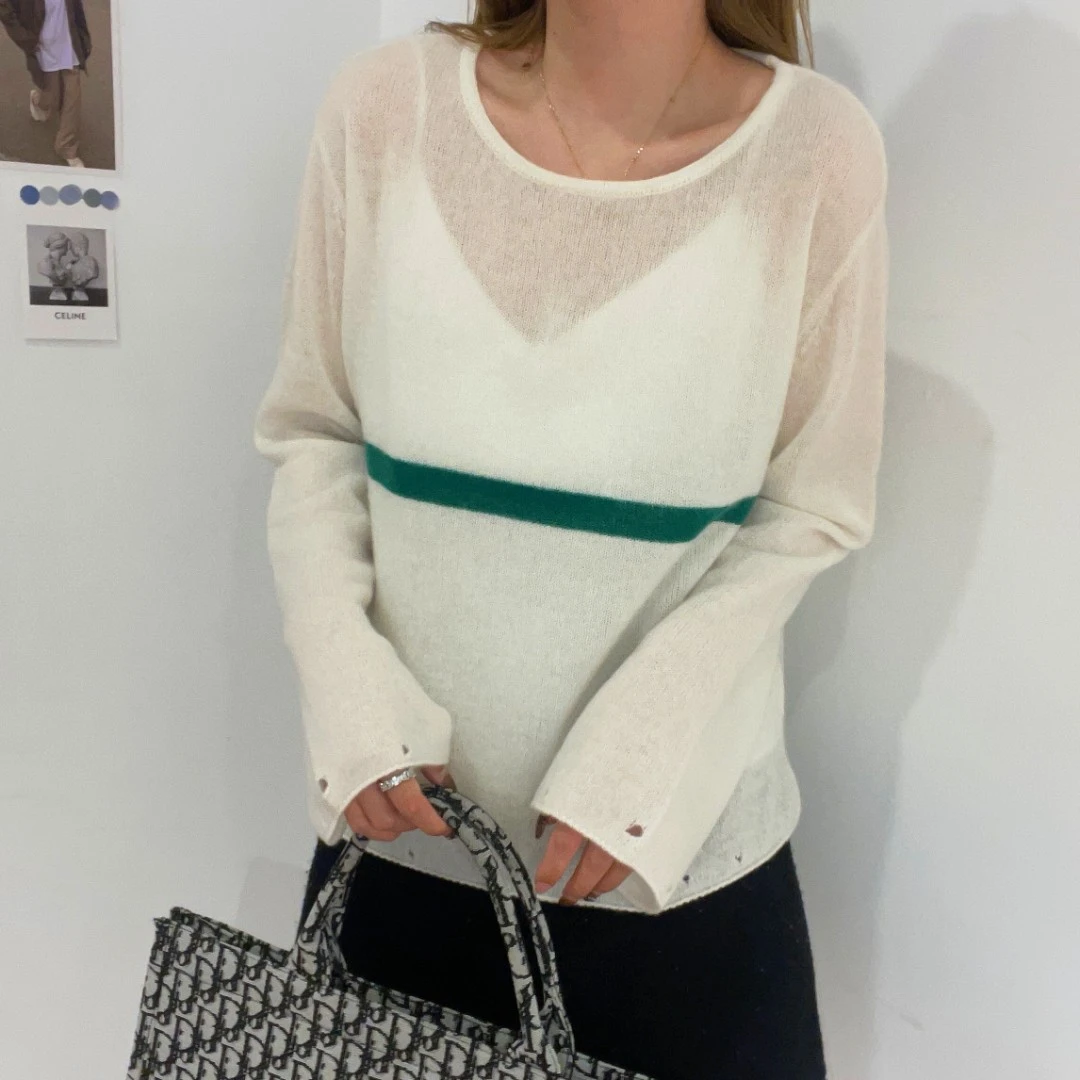 【俩月羊绒】220170一抹绿上枝头手勾羊绒衫