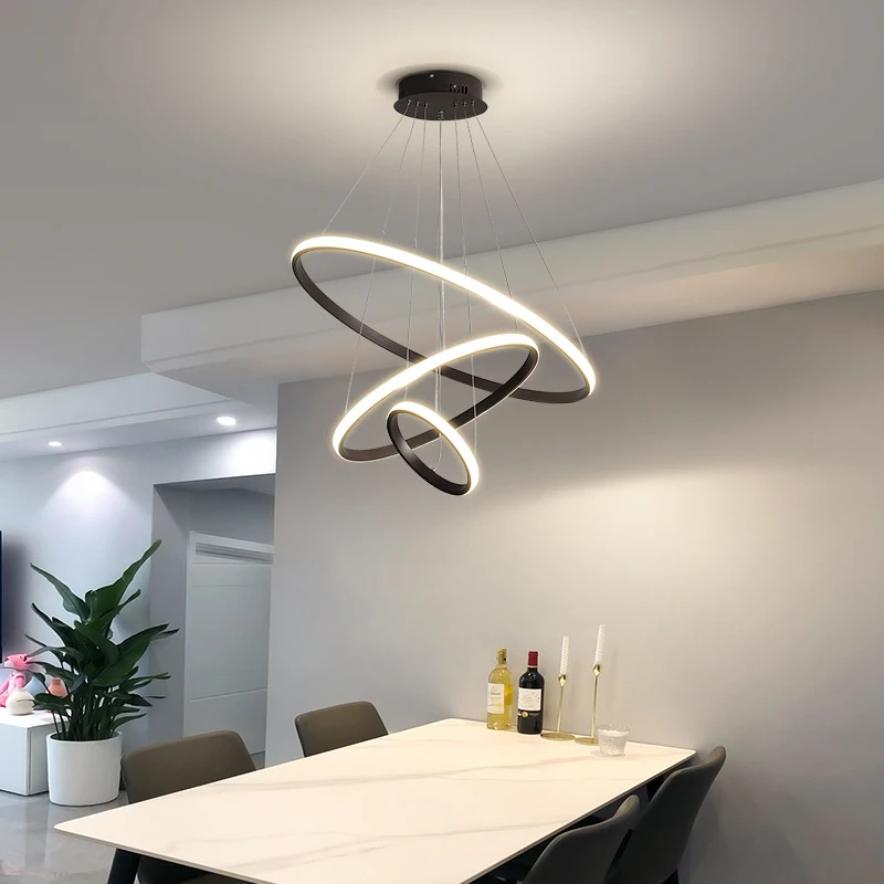 广东中山灯具现代简约家用餐厅吊灯北欧三环大气吧台led古镇灯饰