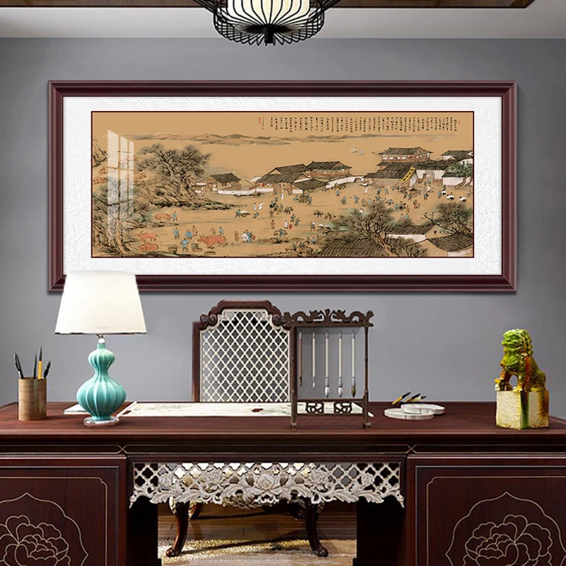 清明上河图挂画名画中式客厅沙发背景墙壁画办公室书房国画装饰画