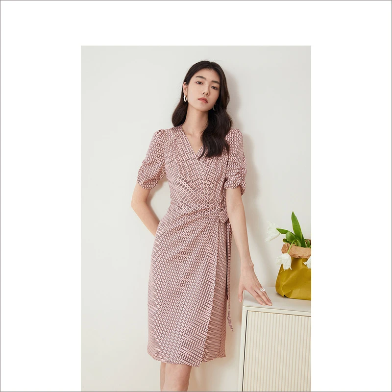 YINER音儿夏季收腰泡泡袖复古摩登洋气女装连衣裙8C62205467