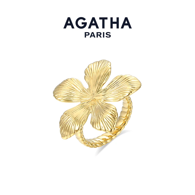 AGATHA 铜合金戒指 兰花系列女设计轻奢新款秋冬饰品对戒秋冬配饰