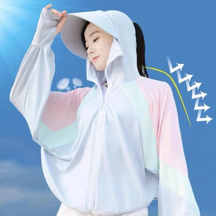 拼色防晒衣户外服装装备防晒黑防太阳均码男女通用女生防晒衣夏季