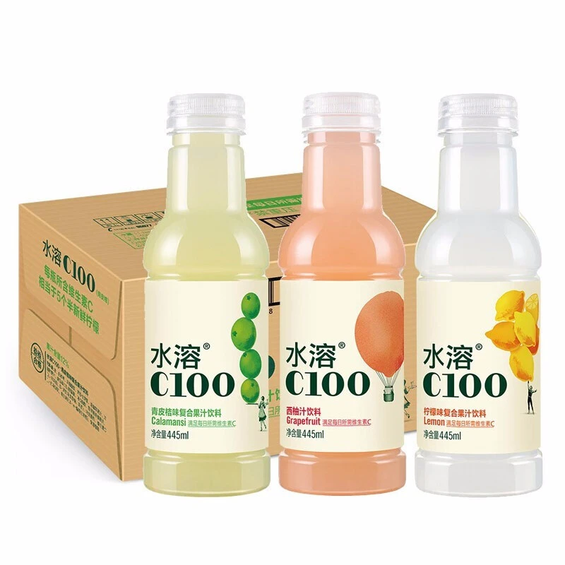 【百货鲸选】nong夫山泉水溶C100多种口味复合果汁445ml*15瓶