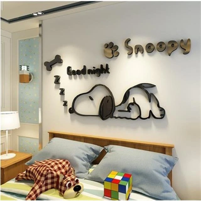 卡通史努比亚克力3d水晶立体墙贴儿童房幼儿园卧室客厅床头贴自粘