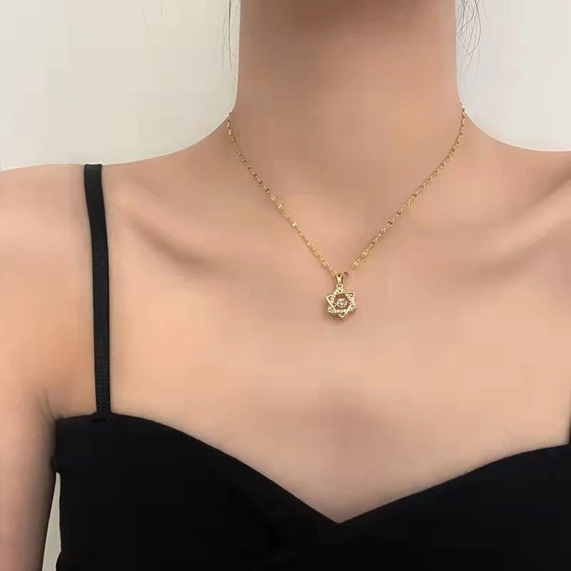 钛钢项链 高级爆款灵动六芒星项链女不掉色时尚饰品轻奢小众首饰