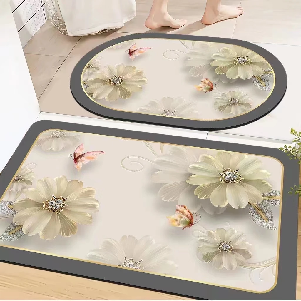 硅藻泥防滑吸水隔音缓冲浴室多功能卫生间厨房地垫简约成品速干