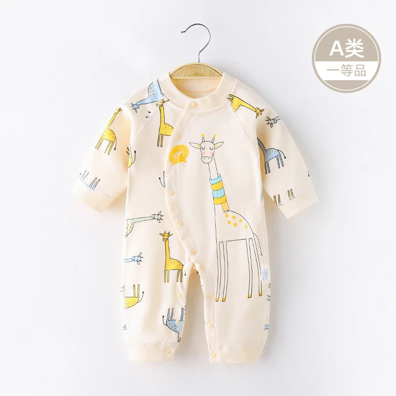 婴儿连体衣服春秋打底新生儿睡衣四季款空调服宝宝春装哈衣爬爬服