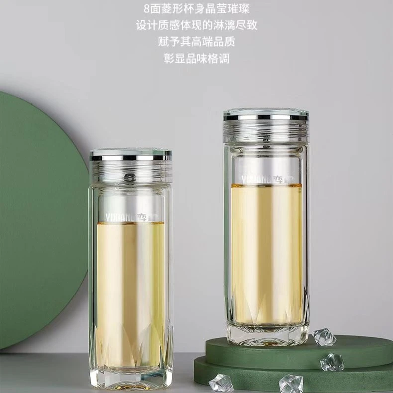 弈象高端商务礼品八角钻石杯办公杯玻璃杯高档杯便携高硼硅水杯