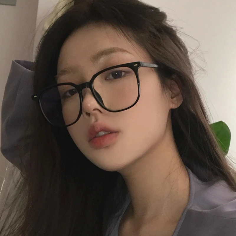 方形黑框眼镜女韩版潮大圆脸显脸小素颜神器防蓝光护眼近视平光