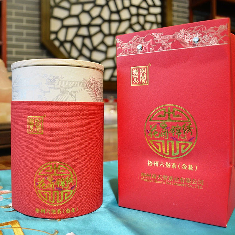 花团锦绣金花点点六堡茶500克2012年陈化