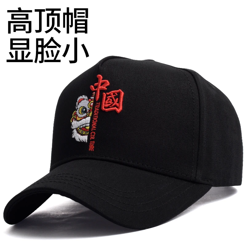 高顶帽子男春夏时尚新款硬顶棒球帽秋季大头围中国风醒狮鸭舌帽子