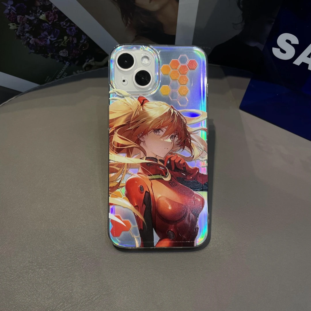 适用苹果14华为vivooppo小米明日香机甲彩色透明镭射手机壳全包MC