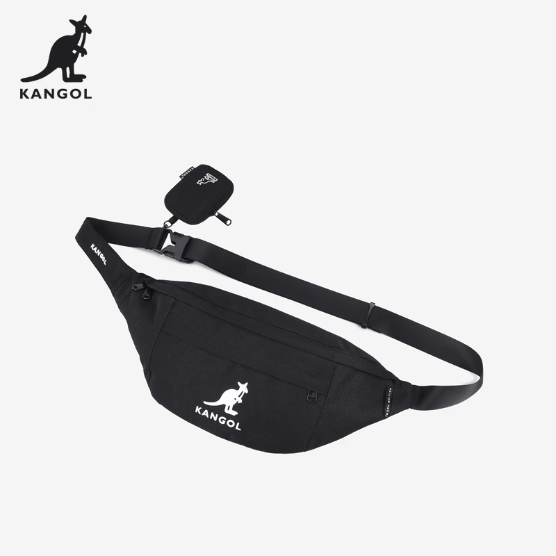 KANGOL官方正品简约腰包高颜值看球新款百搭帆布斜跨包运动胸包潮