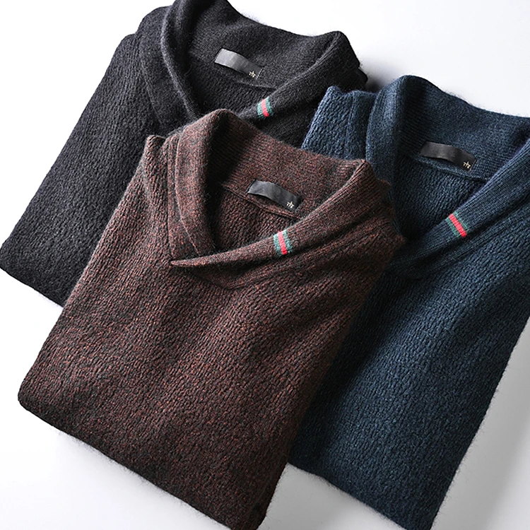 少见硬货！100貂绒毛衣 保暖有档次！厚实青果领毛衫男（18016）