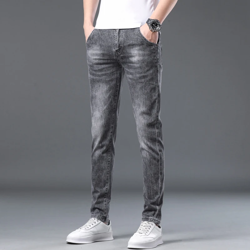 广州新塘镇牛仔裤男士夏季薄款修身小脚2024年新款休闲男款裤子