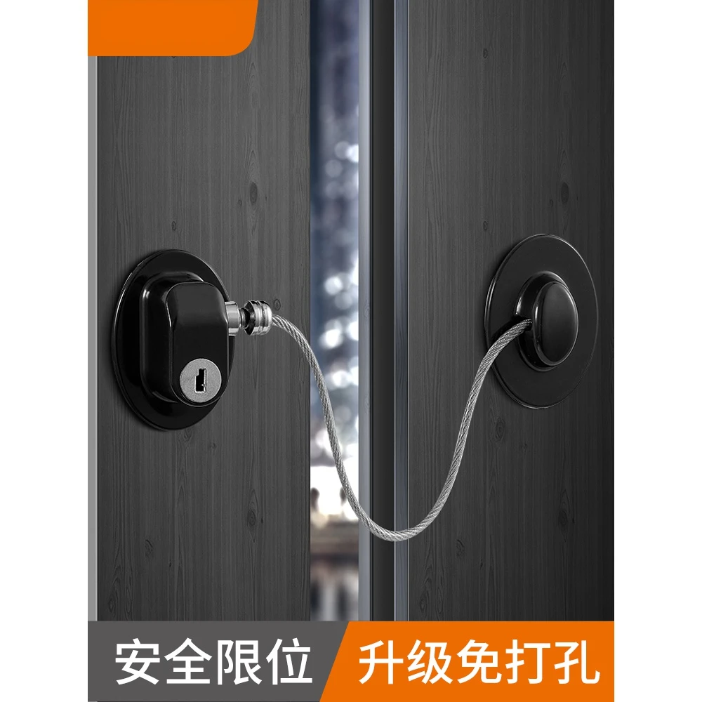 窗户锁扣铝合金纱窗安全防盗儿童防护限位器外推平开窗子推拉门锁
