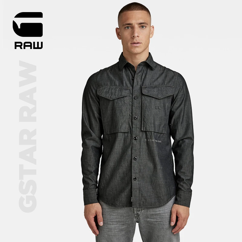 G-STAR RAW 夏季Cargo 常规潮流宽松版型成熟男士休闲衬衫D21464