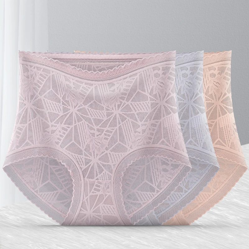夏季薄款塑身高腰蕾丝提臀舒适透气性感无痕高弹大码美体内裤女士
