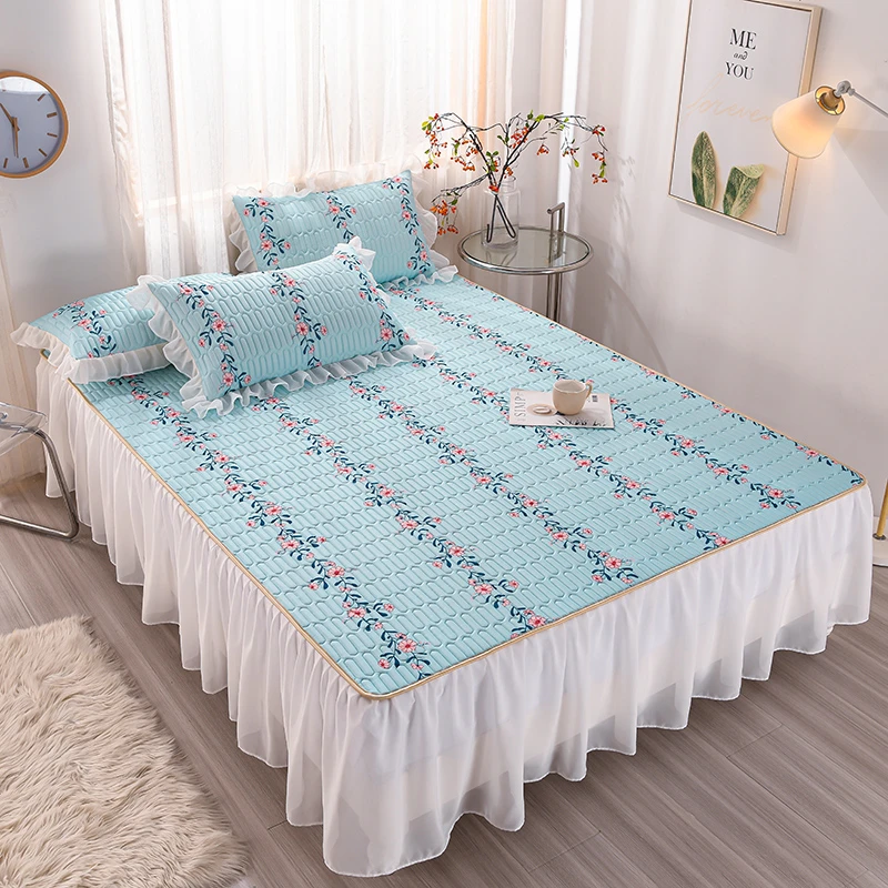 乳胶凉席三件套  床裙款夏季冰丝可水洗席子家用裸睡空调席