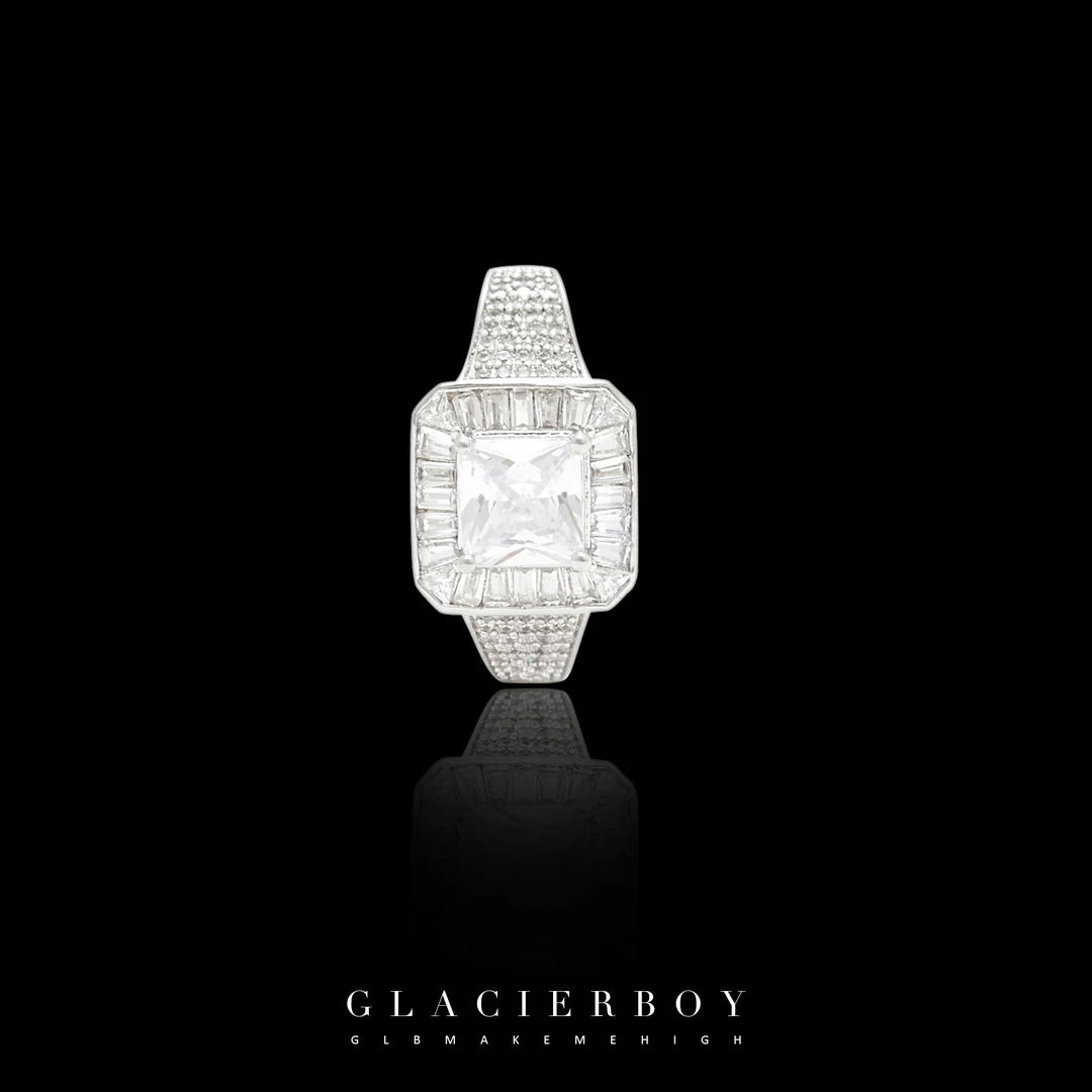 GLACIERBOY/格莱希尔 铜合金戒指 公主方形混镶戒指