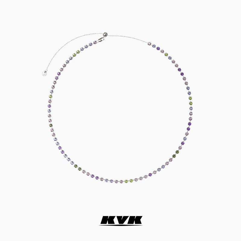KVK 铜合金项链  CLOUD 云系列多彩锆石项链小众百搭气质简约时尚