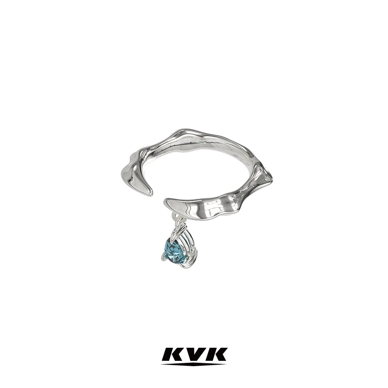 KVK 铜合金戒指 MERMAID TAIL 鱼尾系列水波纹开口戒