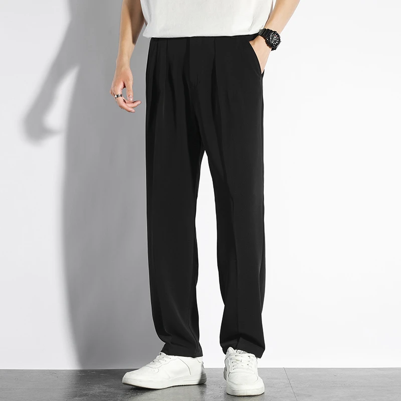 男士休闲西裤男春季新款日系宽松直筒韩版垂坠高级感阔腿长裤潮