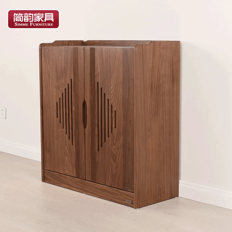 鞋柜家用门口黑胡桃全实木中式阳台门外客厅隔断入户玄关柜大容量