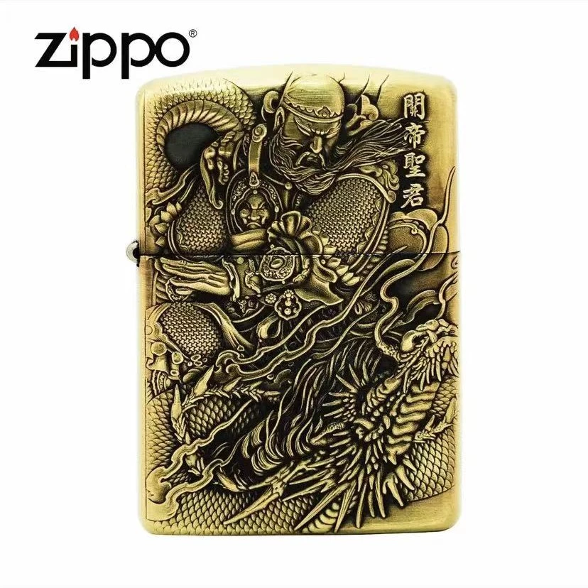 ZIPPO/之宝【关二爷VS赵公明】浮雕 妖月 黄铜盔甲防风火机DY8712FD
