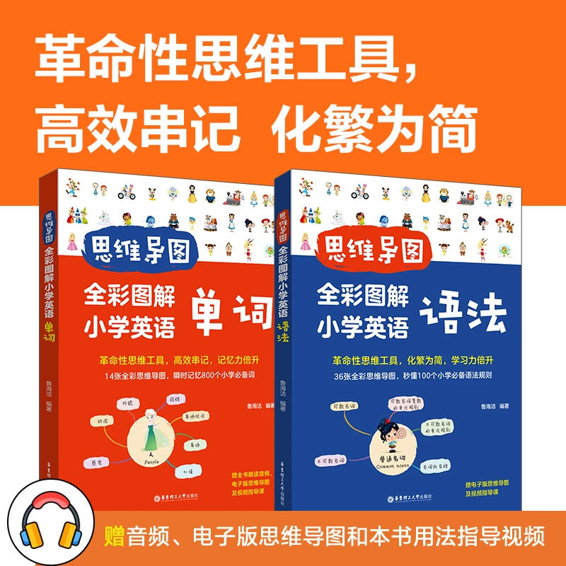 思维导图全彩图解学英语教育小学生英语单词+语法科学记忆法词汇