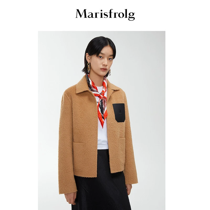 Marisfrolg玛丝菲尔21春季撞色时尚气质休闲女士大衣A1BW10568