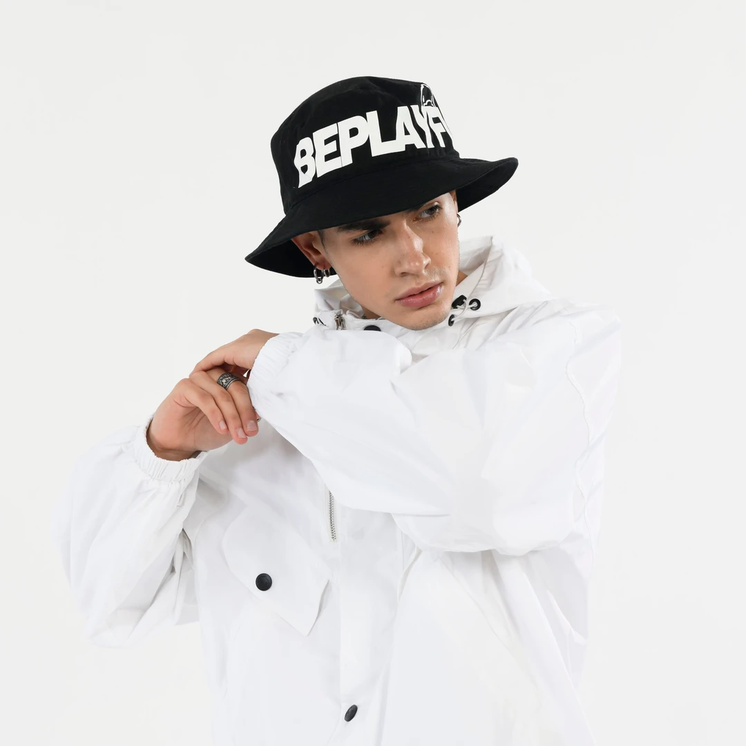 B.Duck小黄鸭纯棉渔夫帽四季男女出游防晒潮酷黑色盆帽 BP902802