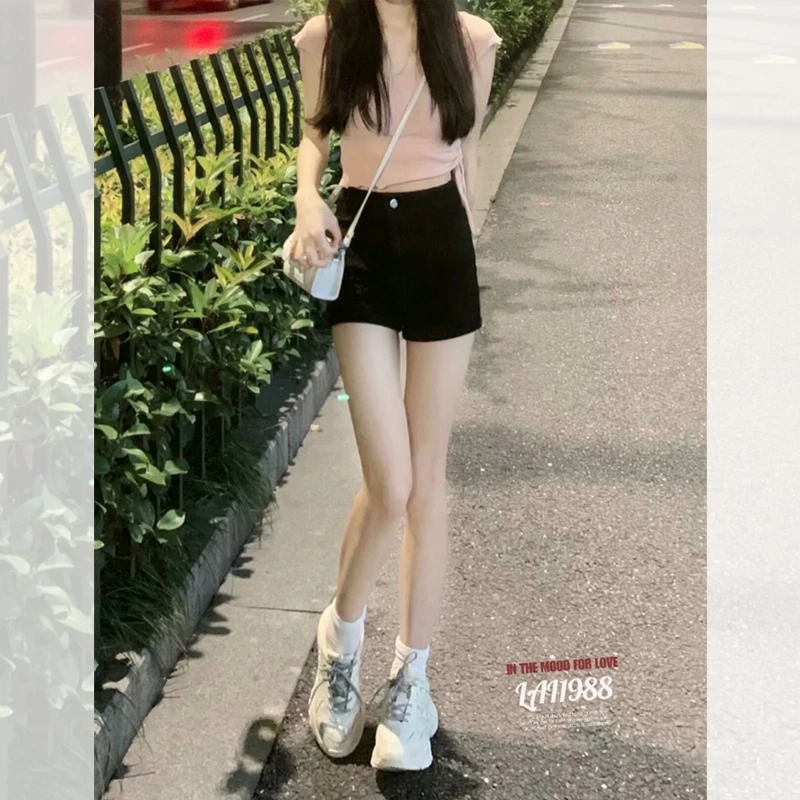 牛仔短裤女包臀百搭显瘦性感辣妹弹力a字高腰紧身休闲外穿热裤潮