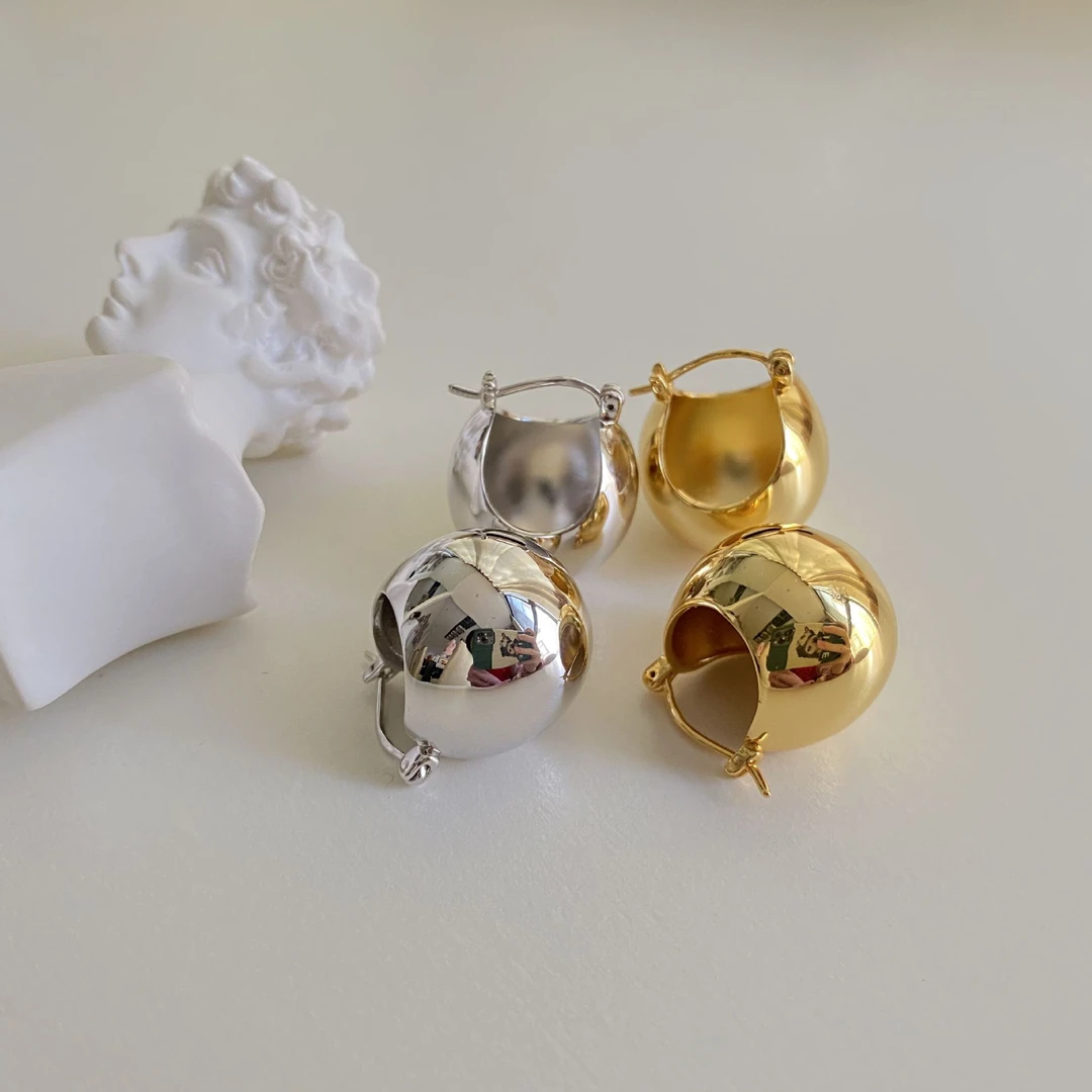 钛钢耳饰 【小小莎老师专属】时尚设计个性法式复古气质球形耳环