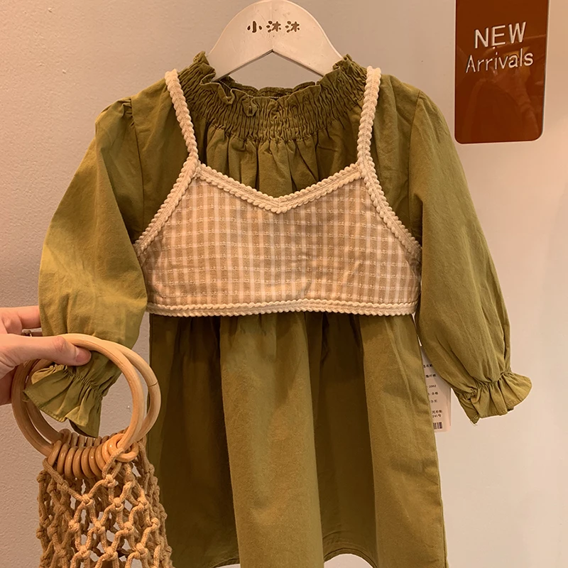 【现货特惠】女童春秋连衣裙儿童2022新款裙子小童两件套裙宝宝洋气
