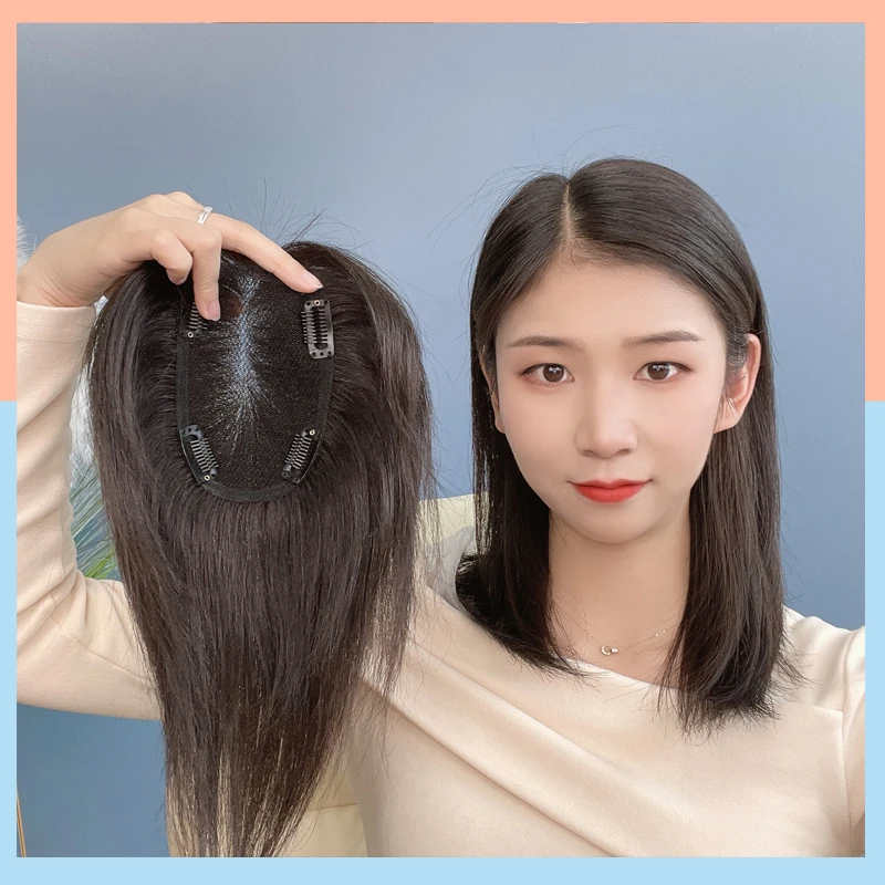 真人发丝隐形遮白发增发量补发块头顶一片式透气发根女士扁头自然