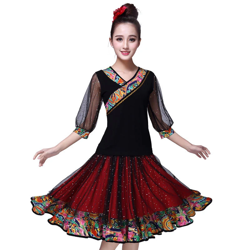 广场舞裙子女半身裙中老年新款夏季跳舞裙子大摆裙舞蹈服演出服装