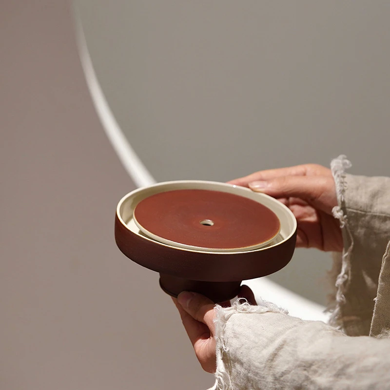 仓巴鹿人 棠梨含霜壶承 景德镇 电窑 茶盘茶道杯垫茶托底座茶壶垫